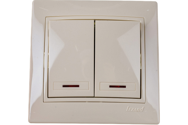 Выключатель Бежевый 2кл с индик. СУ Mira Lezard