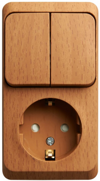 Блок Бук Розетка 1П c/з со шторками 16А + Выключатель 2кл ОУ Этюд SE