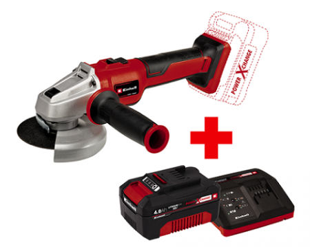 Набор Einhell: углошлифовальная машина аккумуляторная PXC AXXIO 18/125 Q, BL + 1 аккумулятор PXC 4Ач 18В + ЗУ 3А
