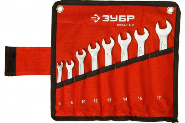 Набор ключей гаечных комбинированных 8шт 6-17мм в чехле ЗУБР