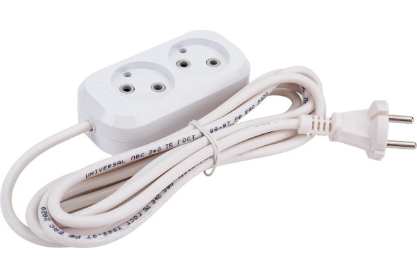 Удлинитель UNIVersal Е-202 ПВС 2х0,75, 2 гнезда, 3м 9631960