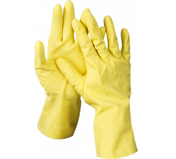 Перчатки DEXX латексные, х/б напыление, рифленые, L