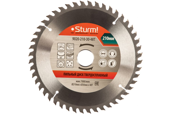 Диск пильный по дереву 210x30мм, 48 зубьев Sturm! 9020-210-30-48T