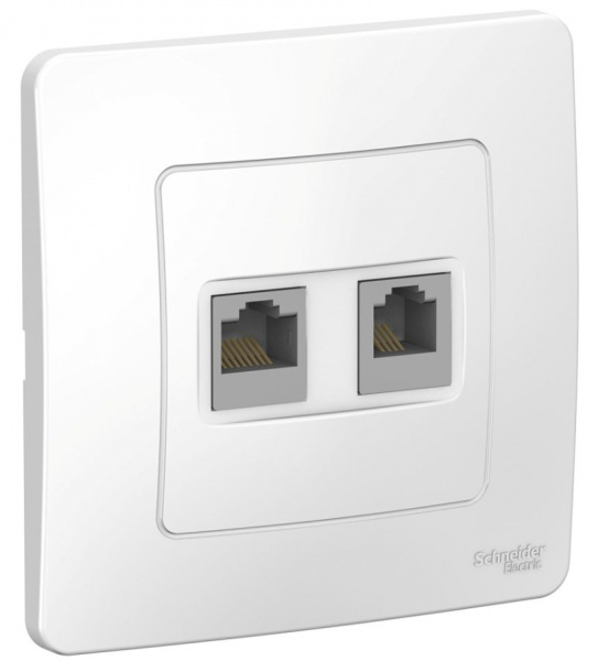 Розетка Белый 1П RJ45+RJ11 СУ Blanca SE