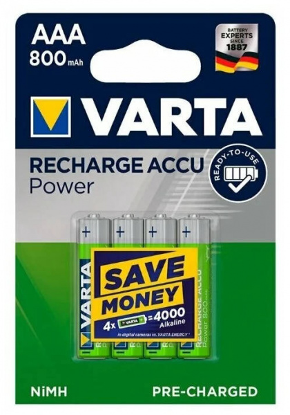 Аккумуляторная батарея R3 (AAA) NI-MH 800мАч POWER VARTA