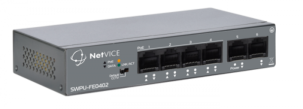 Неуправляемый сетевой коммутатор NetVICE SWPU-FE0402 второго уровня на 6 портов