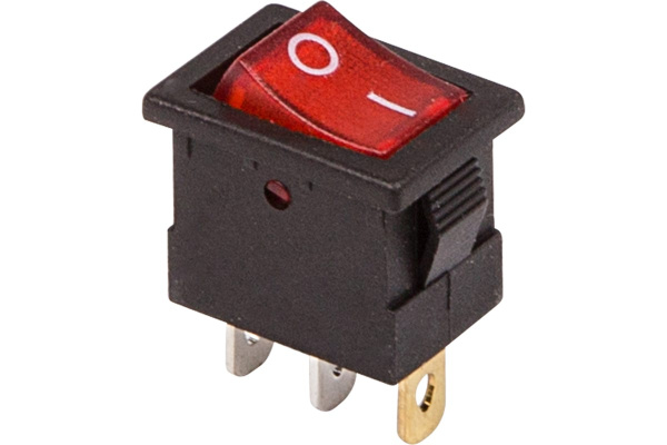Выключатель клавишный 12V 15А (3с) ON-OFF красный  с подсветкой  Mini  (RWB-206-1, SC-768)  REXANT