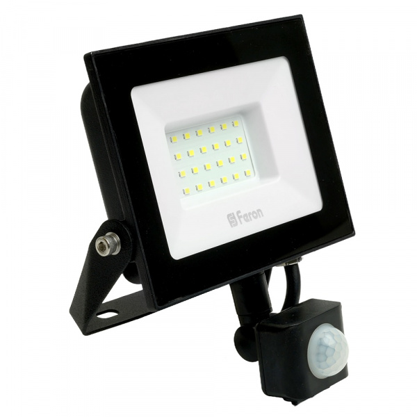 Прожектор светодиодный Feron LL-907 с датчиком движения 30W(2850lm) 2835SMD 6400К IP44 черный