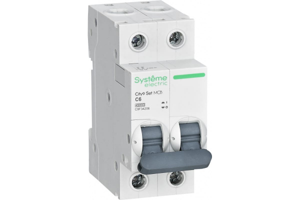 Автоматический выключатель С 6А 2P 4.5kA 230В City9 Set Systeme Electric