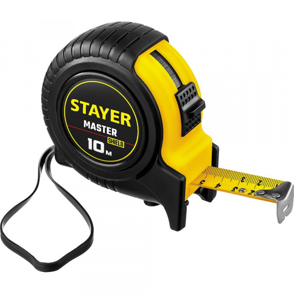 Рулетка 10м x 25мм обрезиненный ударостойкий корпус TopTape STANDARD STAYER