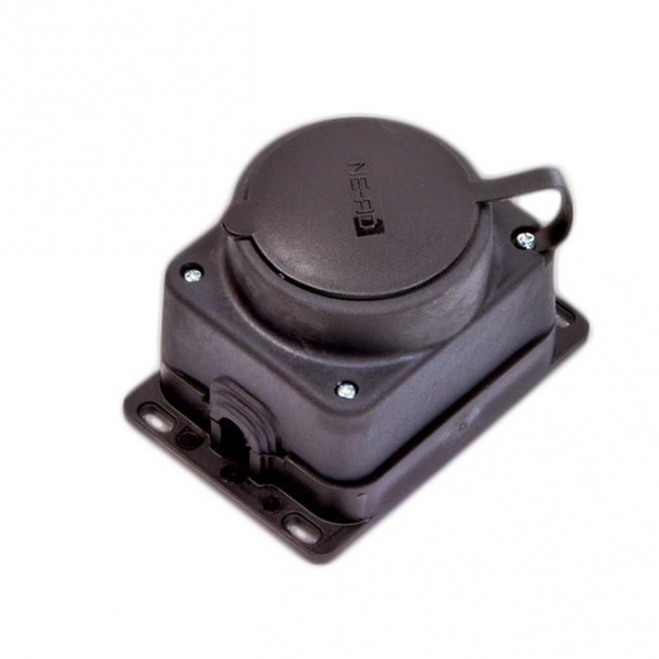 Розетка каучуковая 1П с/з с заглушками настенная