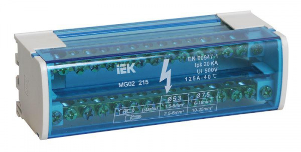 Шина PEN в корпусе 2х15 групп на DIN-рейку IEK