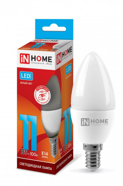 Лампа светодиодная LED-СВЕЧА-VC 11Вт 230В Е27/Е14 3000К/4000К 1050Лм IN HOME