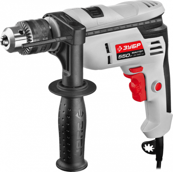 Дрель ударная, ЗУБР , патрон 13 мм, реверс, сталь 10 мм / бетон 10 мм / дерево 20 мм, 550 В