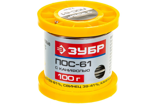 Припой ЗУБР 100гр 2мм трубка пос 61 (55450-100-20C)