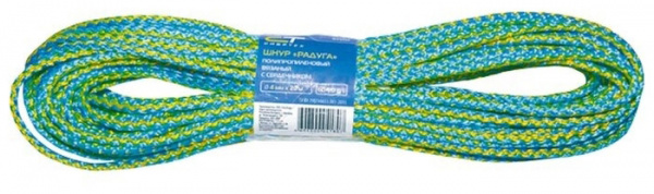 Шнур вязаный полипропиленовый с сердечником "Радуга", 6 мм, L 20 м, Сибртех