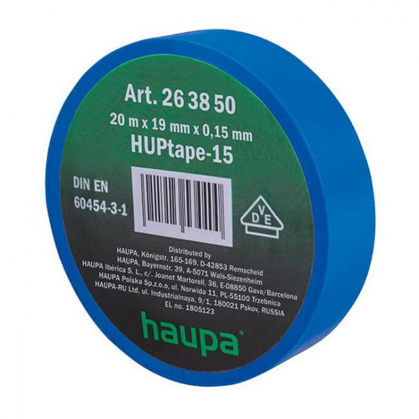 Изолента синяя 0,15х19мм 20м d 74мм Haupa