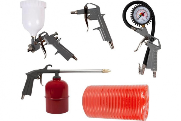 Набор пневмоинструментов 5шт краскопульт шланг 5м пистолеты для мовиля Quattro Elementi