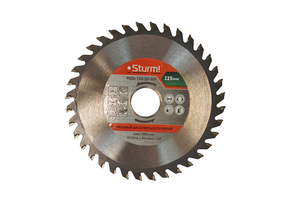 Диск пильный по дереву 125x22мм, 36 зубьев Sturm! 9020-125x22x36T
