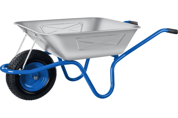 Тачка с широким пневматическим колесом ЗУБР ПТ-250, строительная одноколесная, 250кг