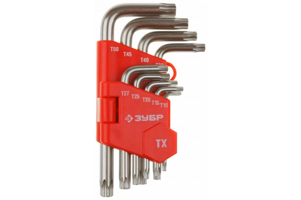 Набор ключей имбусовых 9шт TORX 10-50  сатинир. покрытие короткие Мастер Зубр