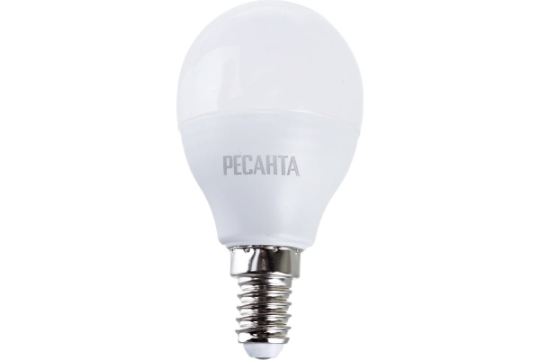 Лампа светодиодная LL-R-G45-7W-230-4K-E14 (шар, 7Вт, нейтр., Е14) Ресанта 76/1/8