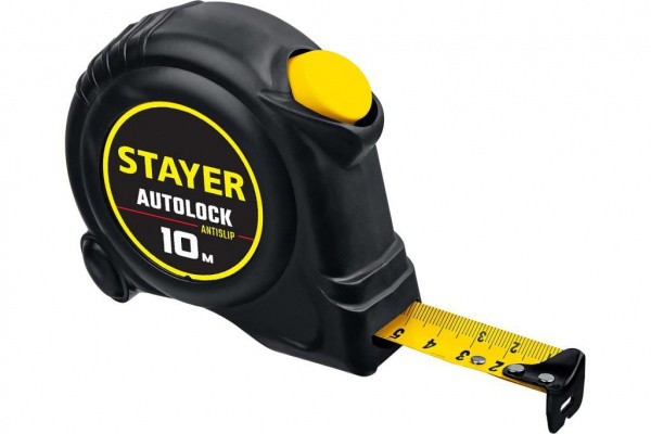 Рулетка 10м x 25мм пластиковый корпус с автостопом АutoLock STAYER
