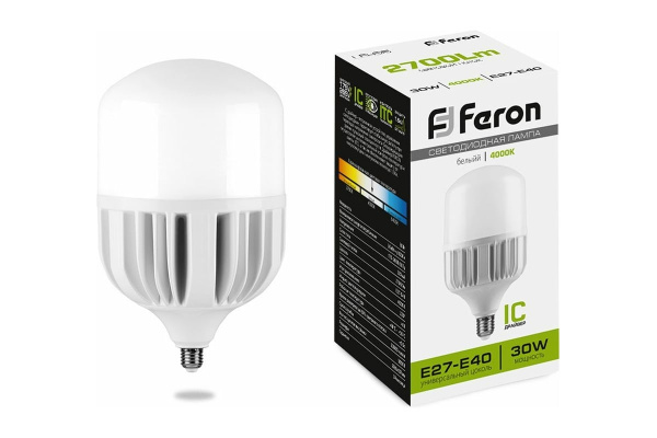 Лампа светодиодная Feron высокомощная E27-E40 30W(2700lm) 4000K 4K 180x100 LB-65