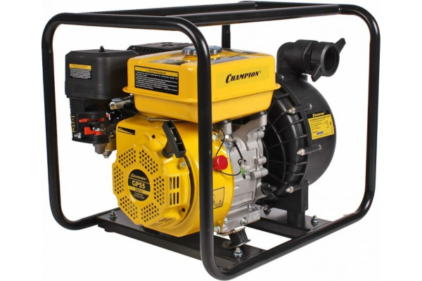 Мотопомпа Champion GP 55 (600л/мин, 4-такт, 7л/c, всас 8м, напор 26м, вх/вых 2"/50мм, хим. жидкости) 23.8кг