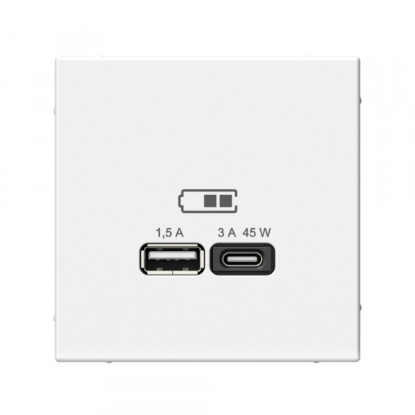 Розетка Белый USB A + тип-C 45W высокоскор.заряд. QC, PD, ArtGallery SE
