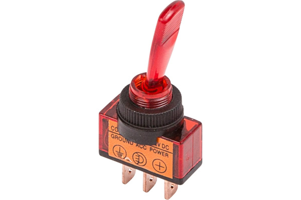 Тумблер 12V 20А (3c) ON-OFF однополюсный с красной подсветкой (ASW-13D) REXANT