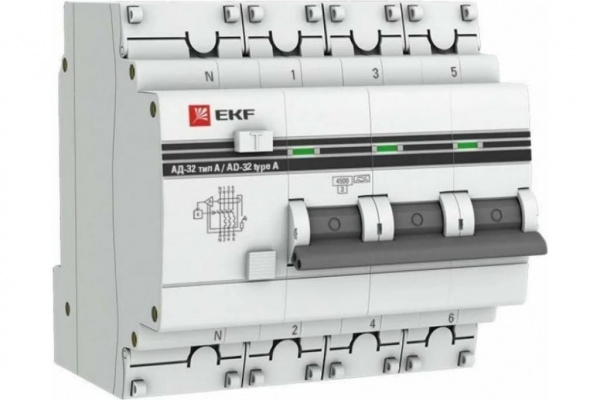Автоматический выключатель дифференциального тока 3Р+N 40А 30mA С EKF PROxima