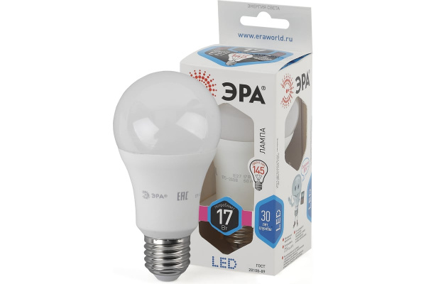 Лампа светодиодная ЭРА LED A60 17Вт E27 4000К (A60-17W-840-E27)