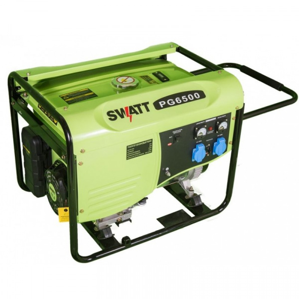 Генератор бензиновый SWATT PG6500 + силовая розетка (5,0/5,5 кВт, 220В, бак 25л,  статор медь)