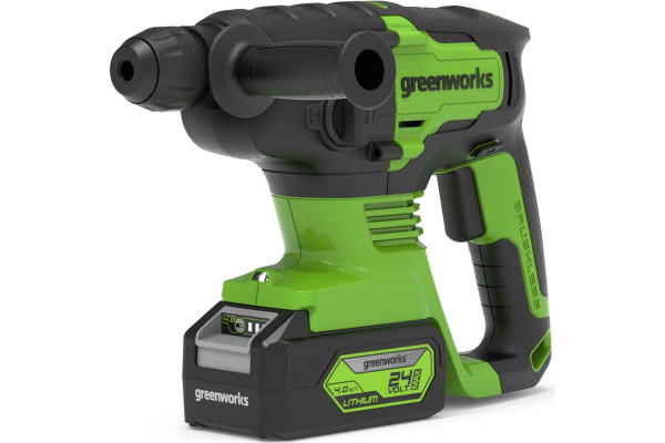 Перфоратор аккумуляторный бесщеточный Greenworks GD24SDS2K4, 2 ДЖ, 24V, c 1хАКБ 4 Ач и ЗУ в сумке