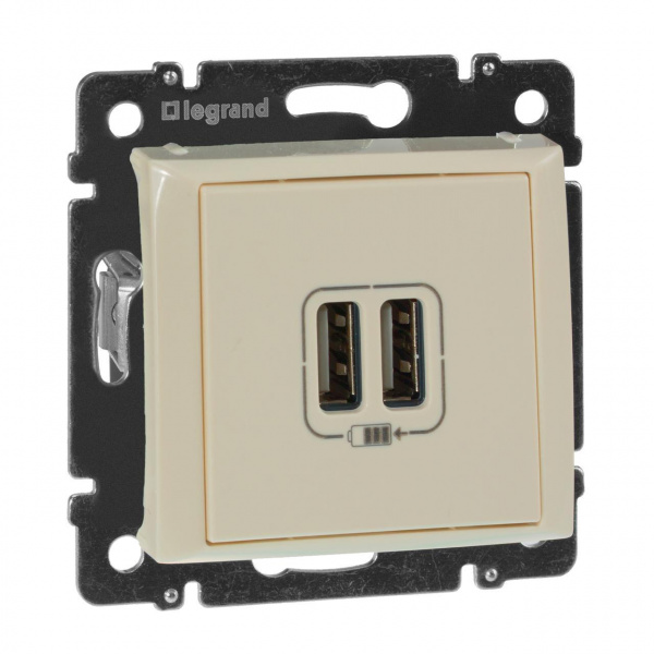 Розетка Бежевый 1П USB+USB 2.4A СУ Valena Legrand