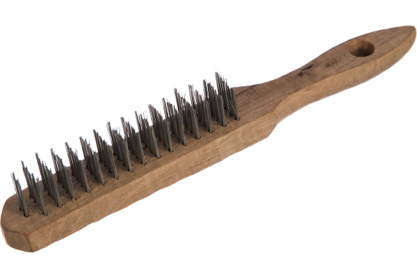Щетка ТЕВТОН стальная с деревянной рукояткой, 4 ряда