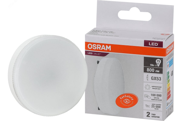 Лампа светодиодная 10 Вт GX53 4000 K 800 Lm 110 град. LED VALUE LEDVANCE