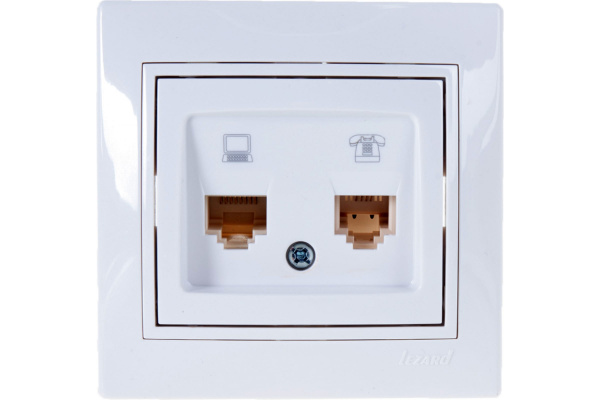 Розетка Белый 1П RJ11+RJ45 5e СУ Mira Lezard
