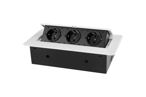 Розетка горизонтальная выдвижная 3 Euro 16A RocketSocket, проводка, цвет белый