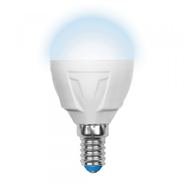 Лампа светодиодная Uniel диммируемая, LED-G45-6W-NW-E14-FR-DIM PLP01WH шар, матовая Palazzo