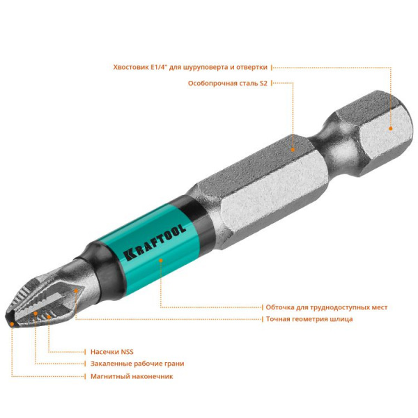 Бита PH3 50мм профессиональная Optimum Line KRAFTOOL