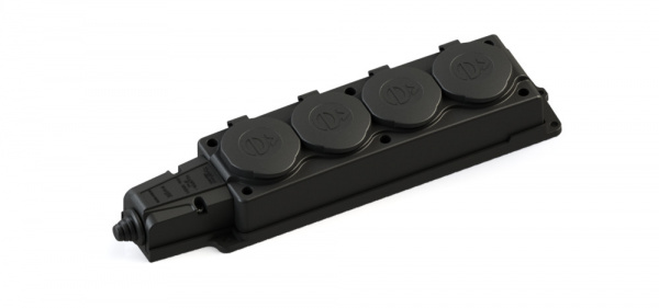 Колодка черная на 4 поста 2К+З каучуковая 16А/250В IP44 MultiSet Systeme Electric