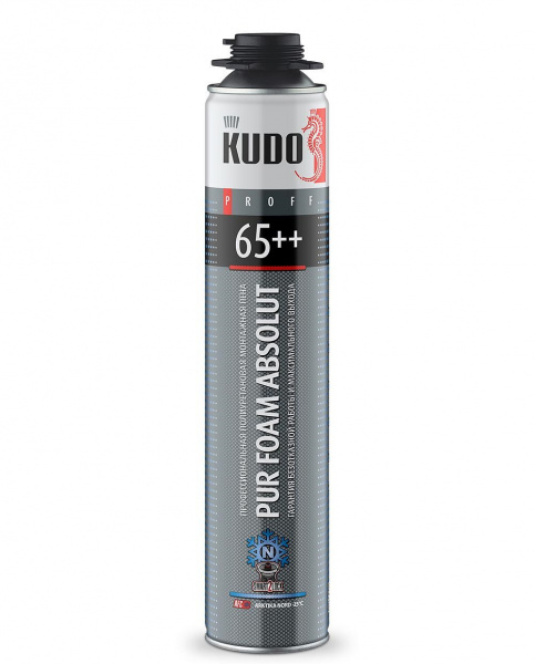 Пена проф.зимняя монтажная полиур. ABSOLUT KUDO PROFF 65++ ARKTIKA NORD -25°C с клапаном 1000мл/12