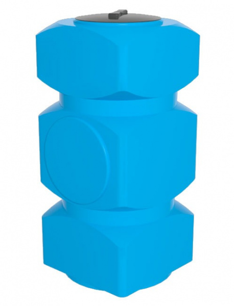 Емкость K 500 вертикальная отводы / крышка 450мм / голубая ИРПЛАСТ