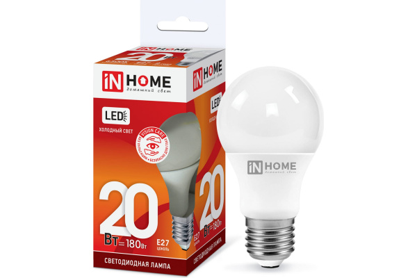 Лампа светодиодная IN HOME LED-A60-VC 20Вт 230В Е27 6500К 1900Лм