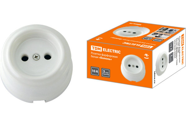 Розетка фарфоровая Белый 1П б/з ОУ TDM