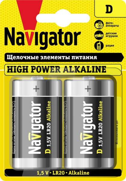 Элемент питания LR20 (D) Navigator (94755)