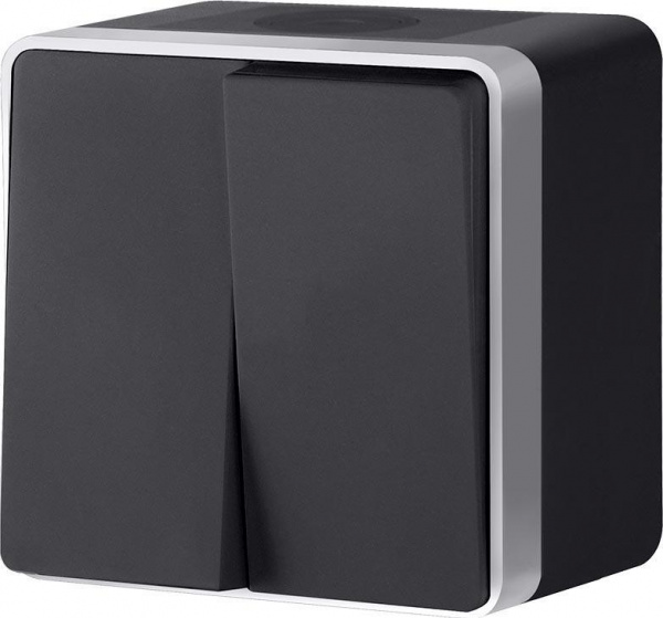 Выключатель Черный с серебром 2кл IP44 ОУ Gallant Werkel