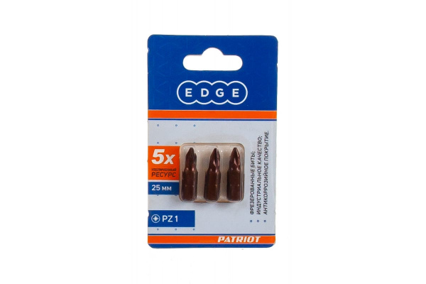 Бита EDGE by PATRIOT PZ1 длина 25 мм, 3шт в блистере